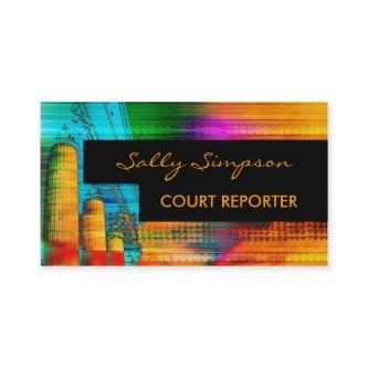Colorful artistic court reporter