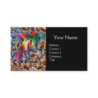 COLORFUL BIRDS AND FLORAL SWIRLS BLUE GEM MONOGRAM