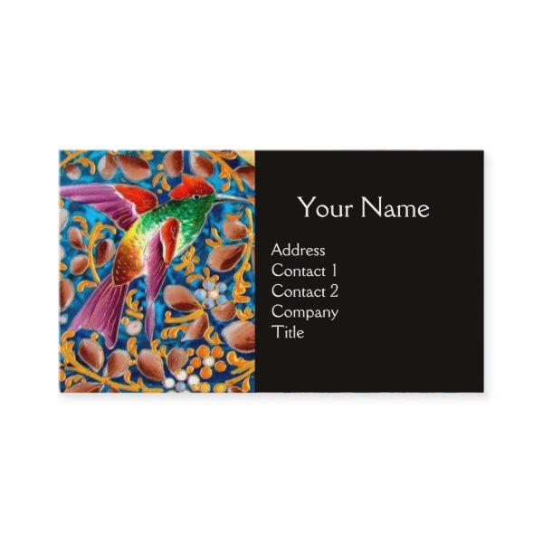 COLORFUL BIRDS AND FLORAL SWIRLS BLUE GEM MONOGRAM