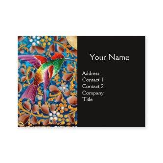 COLORFUL BIRDS AND FLORAL SWIRLS BLUE GEM MONOGRAM