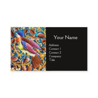 COLORFUL BIRDS AND FLORAL SWIRLS BLUE GEM MONOGRAM