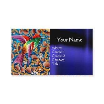 COLORFUL BIRDS AND FLORAL SWIRLS BLUE GEM MONOGRAM