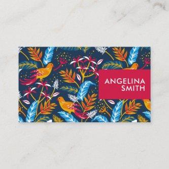 Colorful birds tropical floral pattern minimalist