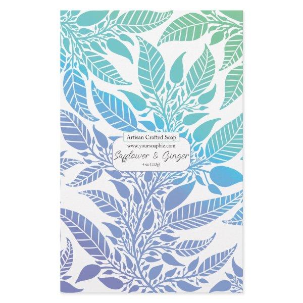 Colorful Blue Green Leafy Design Soap Wrap Paper