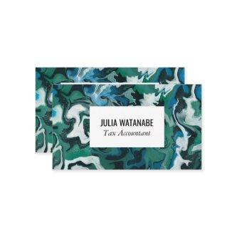 Colorful Blue Green Marbled Handmade
