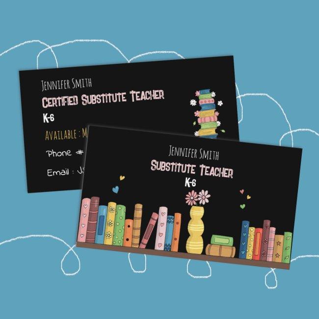Colorful Books Substitute Teacher