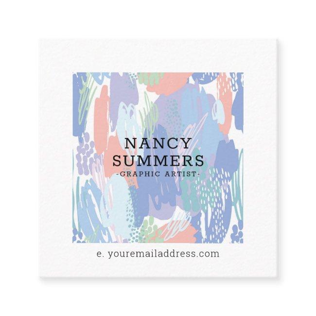Colorful brushstrokes & scribbles pattern square