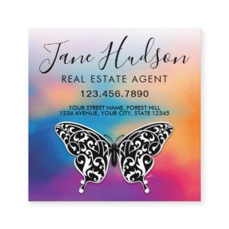 Colorful Butterfly and Heart Speckles Design Square