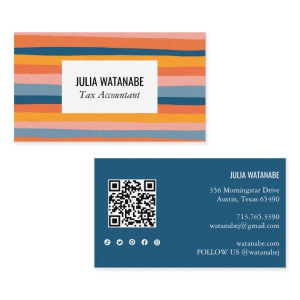 Colorful Candy Stripes QR Code Social Media Chic