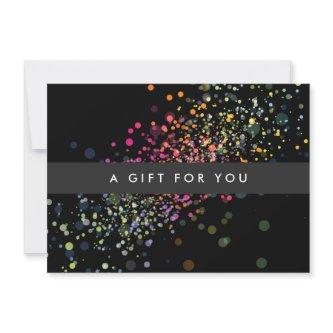 Colorful Confetti Bokeh on Black Gift Certificate