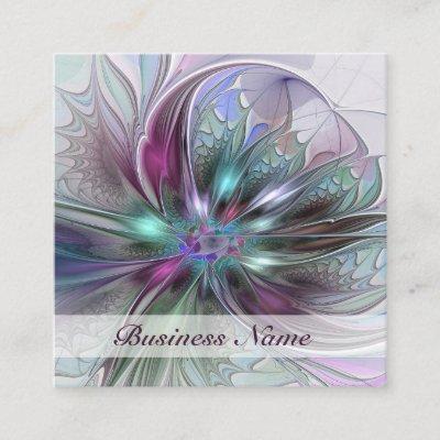 Colorful Fantasy Abstract Modern Fractal Flower Square