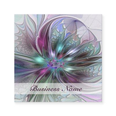 Colorful Fantasy Abstract Modern Fractal Flower Square