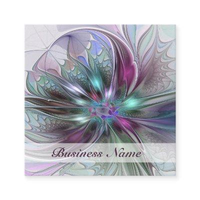 Colorful Fantasy Abstract Modern Fractal Flower Square