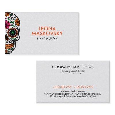 Colorful Floral Sugar Skull 3 & White Background