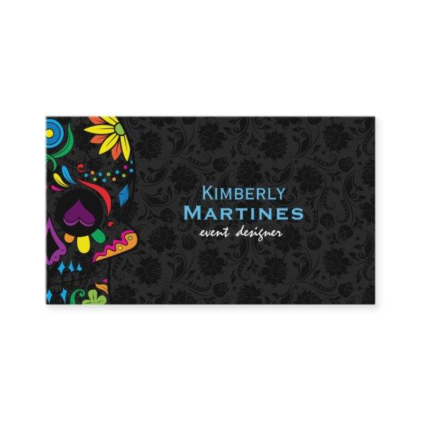 Colorful Floral Sugar Skull & Black Damasks 2