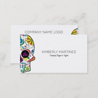 Colorful Floral Sugar Skull on White