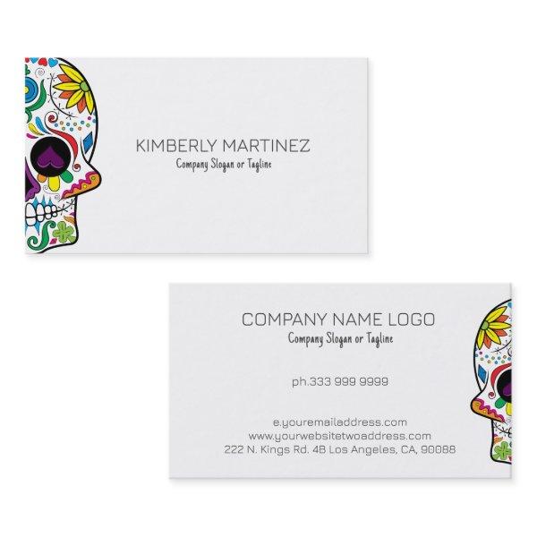 Colorful Floral Sugar Skull on White