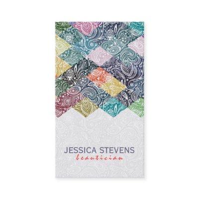 Colorful Geometric Pattern & White Paisley Overly