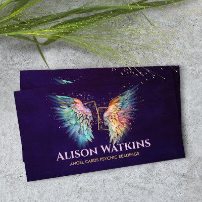 Colorful glowing Angel wings cards