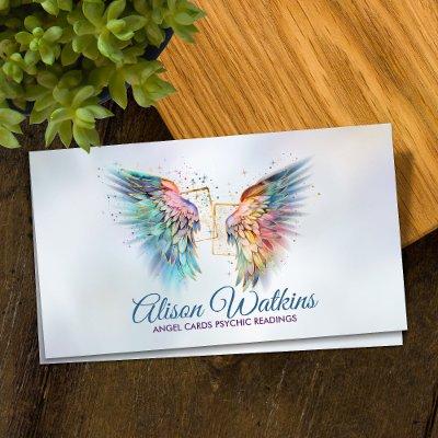 Colorful glowing Angel wings cards