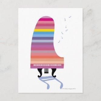 Colorful Grand Piano Postcard
