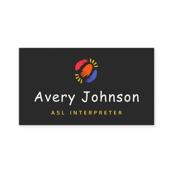 Colorful Hand ASL Instructor Sign Language Teacher