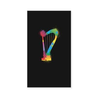 Colorful Harp Retro Music Lover Harpist