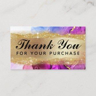 Colorful Ink Thank You For Your Purchase In Gold