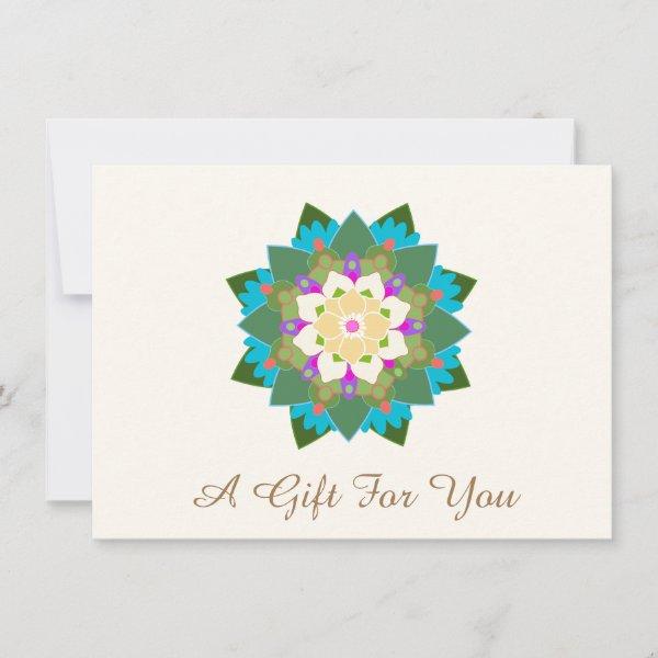 Colorful Lotus Floral Mandala Gift Certificate