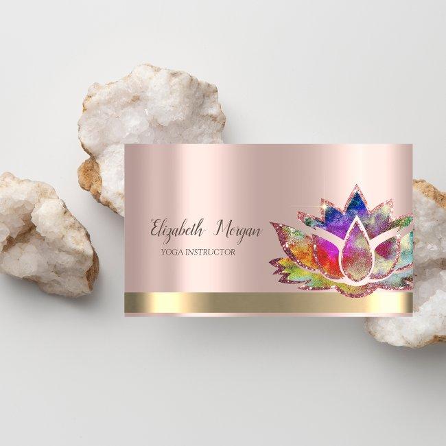 Colorful Lotus Flower Rose Gold Yoga Instructor