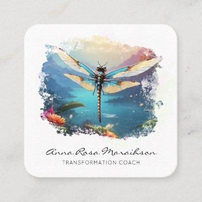 *~*  Colorful  Lotus Lily  Abstract Dragonfly  QR  Square