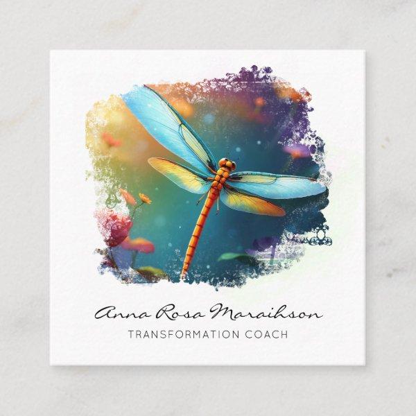 *~* Colorful  Lotus Lily  Abstract Dragonfly   Square