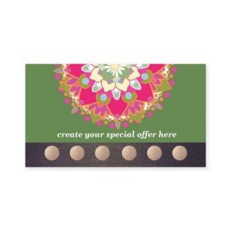 Colorful Lotus Mandala Yoga 6 Class Punch Loyalty