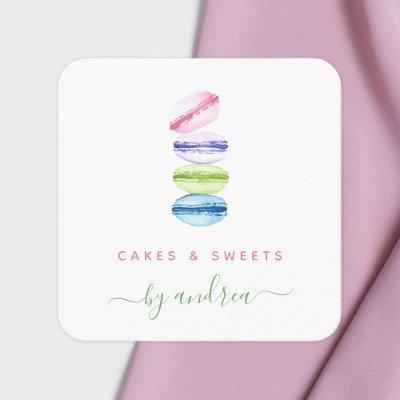 Colorful Macarons Sweets Qr Code Modern Bakery Square