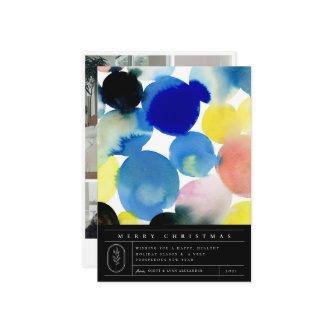 Colorful Modern Watercolor Art 4 Photo Holiday Card