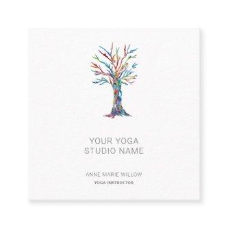 Colorful Mosaic Tree Yoga Studio Square