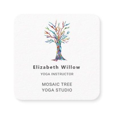 Colorful Mosaic Tree Yoga Studio Square