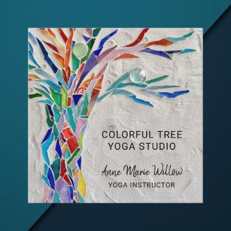Colorful Mosaic Tree Yoga Studio Square