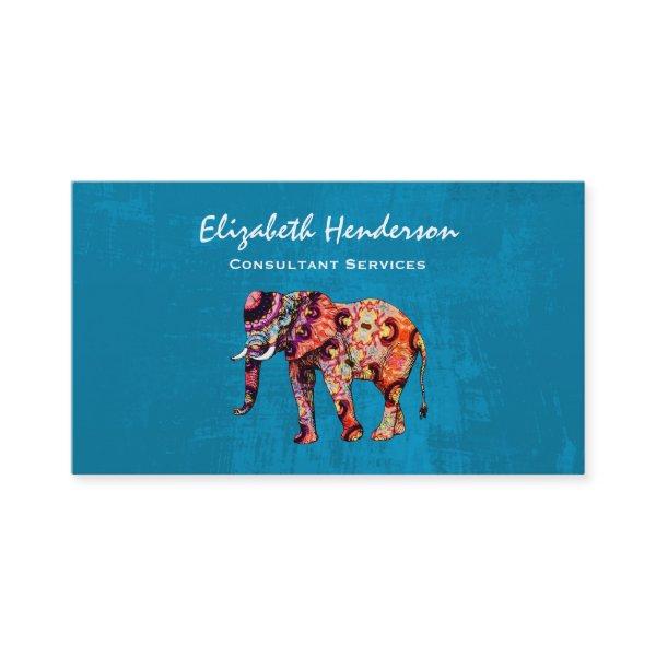 Colorful Multicolored Elephant on Blue Background