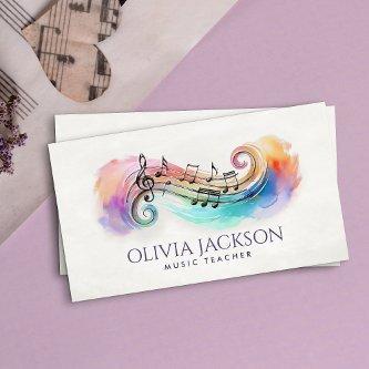 Colorful Music Notes Watercolor and Pencil