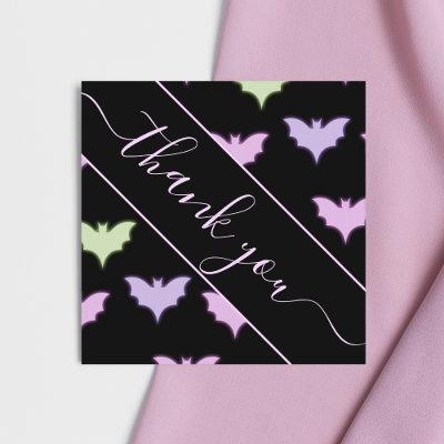 Colorful Neon Bat Pattern Halloween Thank You Cute Square