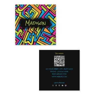 Colorful Neon Graffiti Art QR Code Social Media  Square