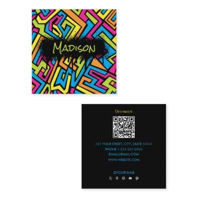 Colorful Neon Graffiti Art QR Code Social Media  Square