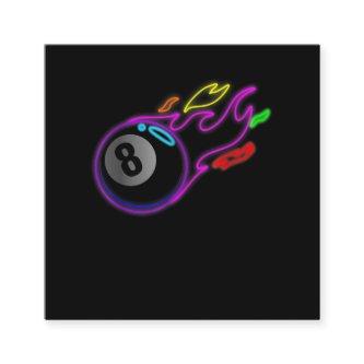 Colorful Neon Lights Eight Ball Billiards Pool Square