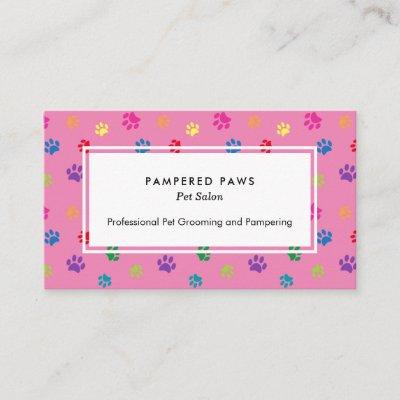Colorful Paw Prints Professional Pet Salon Pink