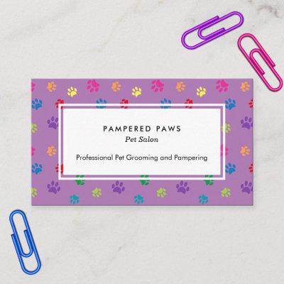 Colorful Paw Prints Professional Pet Salon Purple