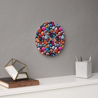 Colorful Pebbles  Round Clock