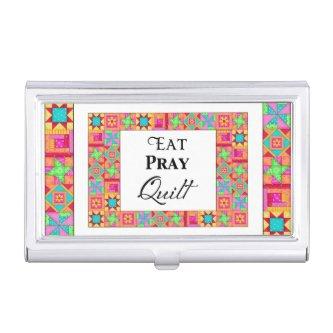 Colorful Quilt Blocks Border Art Eat Pray Quilt Case For