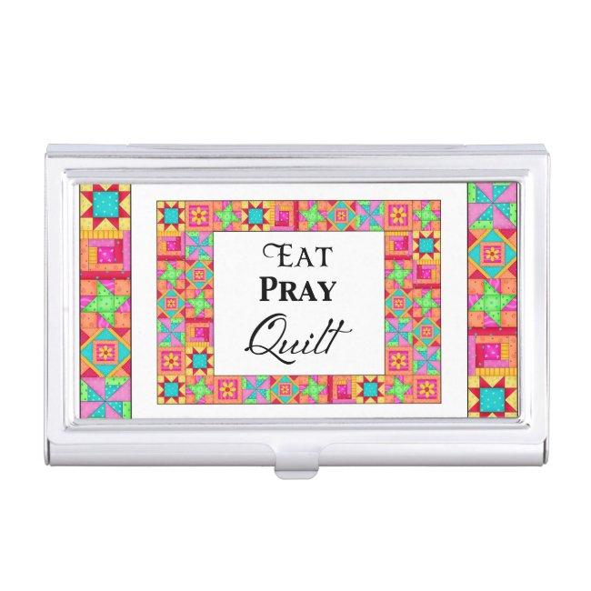 Colorful Quilt Blocks Border Art Eat Pray Quilt Case For