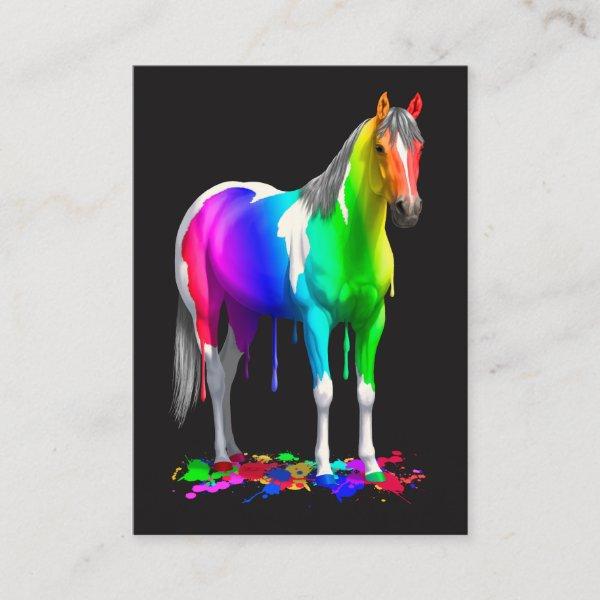 Colorful Rainbow Dripping Wet Paint Horse